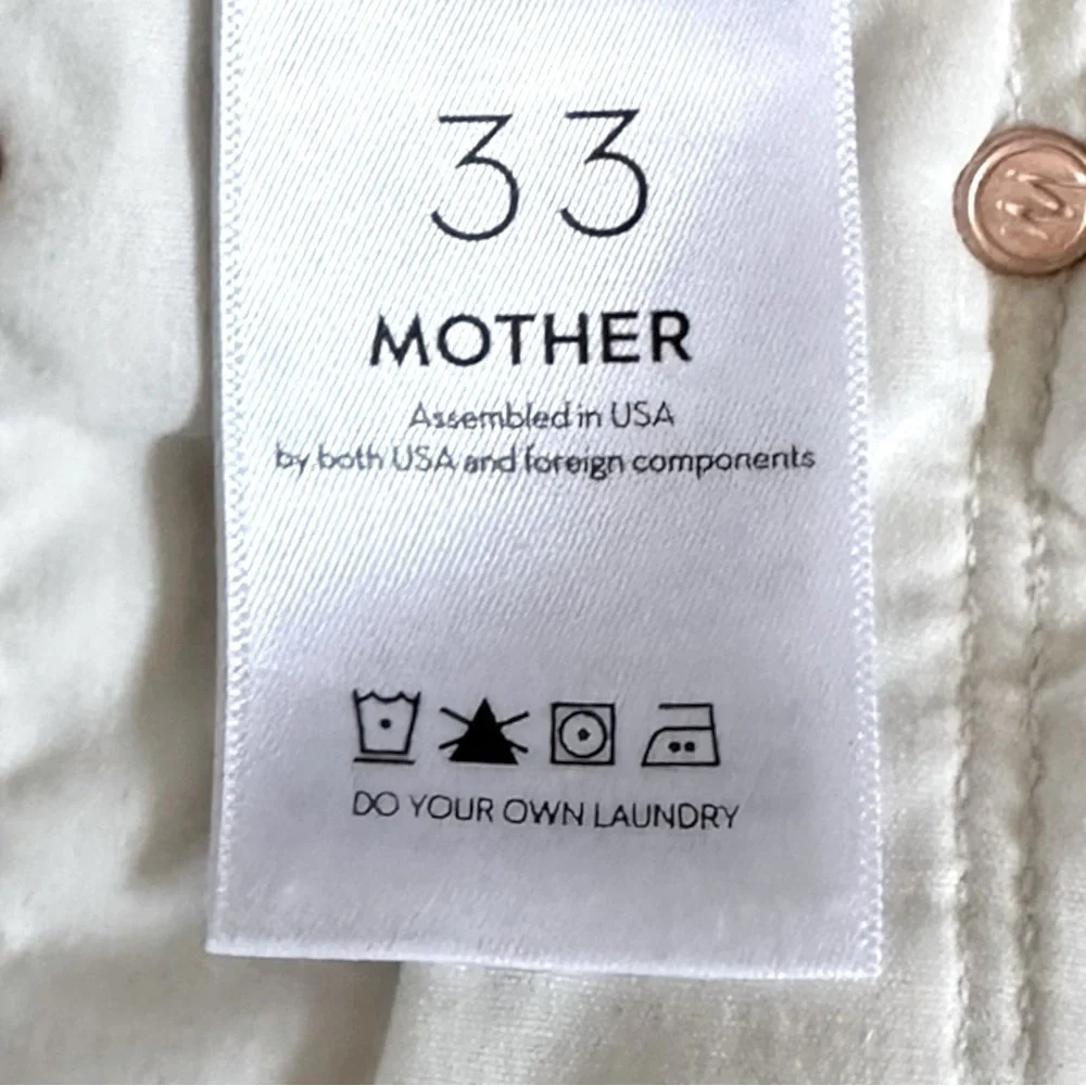 Mother The Looker Ankle Step Fray Jeans Cream Puffs NWT Size 33 High Rise Skinny